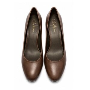 Cole Haan Air Talia Mid Pump Brown Leather Round Toe Heels Dust Bag and Box SZ 8